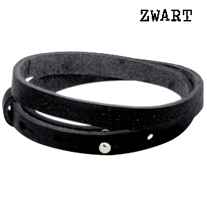 Leren wikkel armband zwart