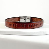 Gepersonaliseerde leren armband voor papa - gepersonaliseerd vaderdag cadeau armband leer met tekst