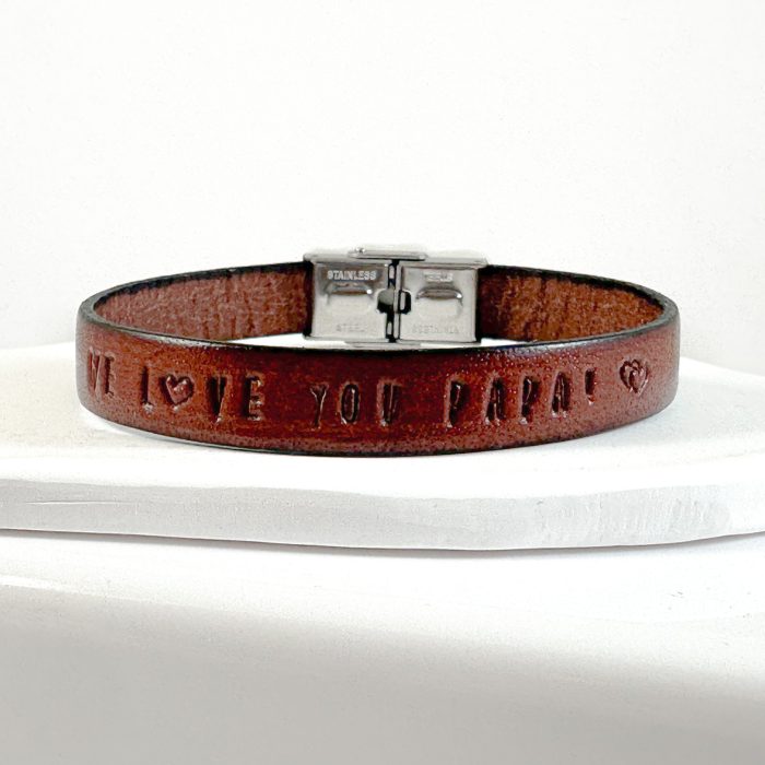 Gepersonaliseerde leren armband voor papa - gepersonaliseerd vaderdag cadeau armband leer met tekst
