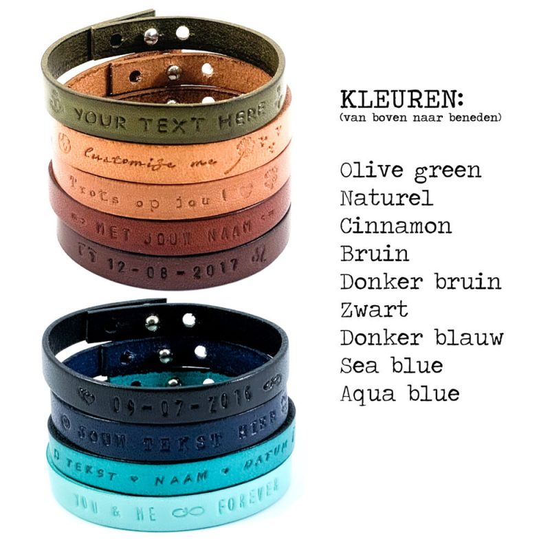 Tekst armband leer - gepersonaliseerd leren armbandje quote