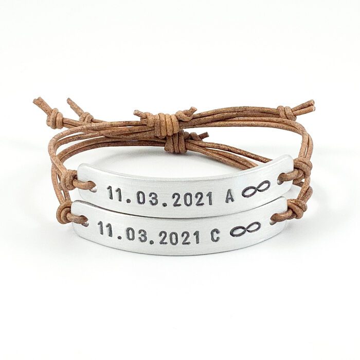 Armband met datum infinity leer