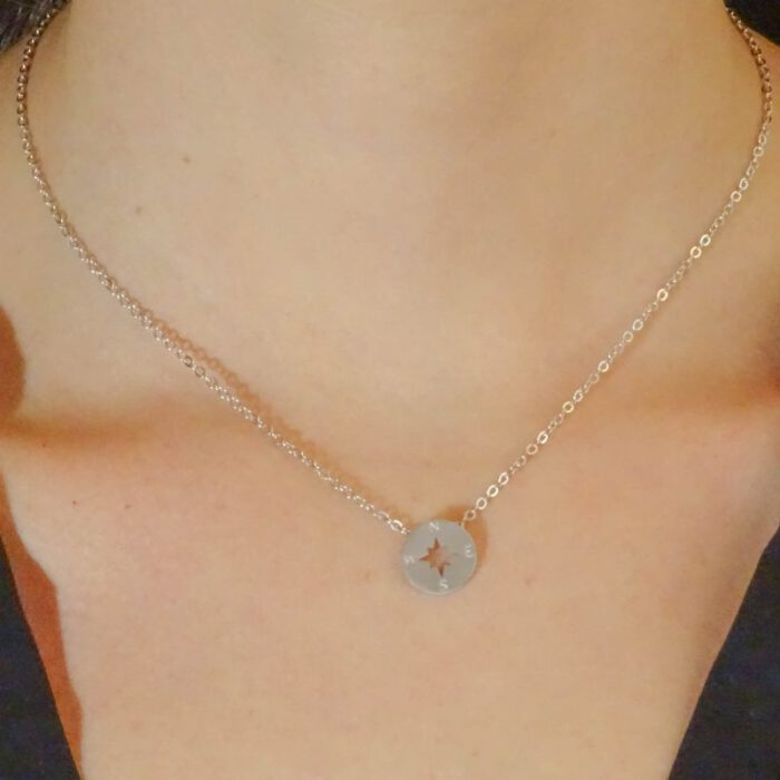 Ketting met kompas zilver