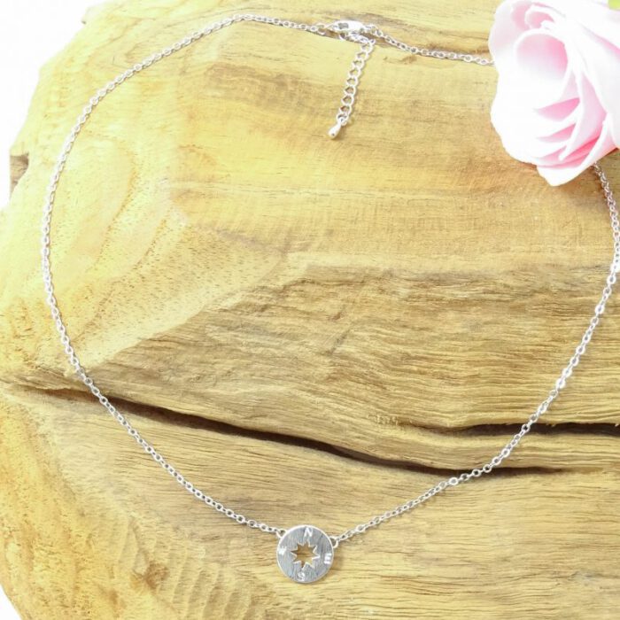 Kompas ketting zilver-8778