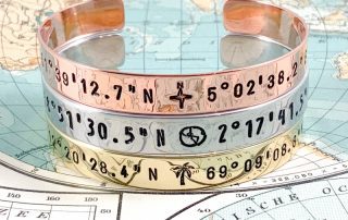 Armband met coördinaten - zilver goud rosegoud - gepersonaliseerde sieraden gps coördinaten.