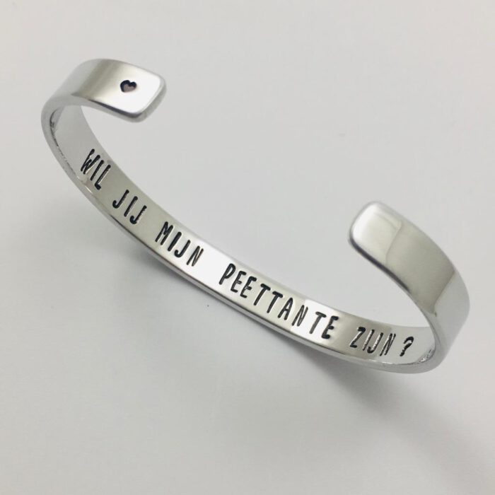 Armband met tekst binnenkant wil jij mijn peettante zijn