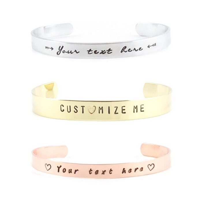 Gepersonaliseerde armband met tekst, quote, namen, datum