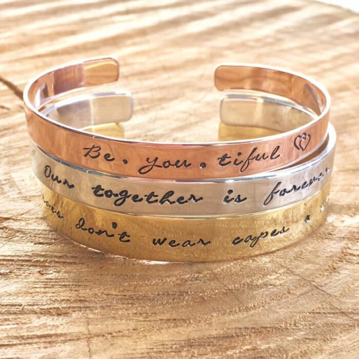 Gepersonaliseerde armband met tekst, naam, quote - zilver goud of rosegoud