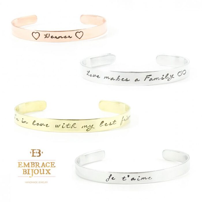 Armband gepersonaliseerd met tekst, namen, quote en symbolen - zilver goud rosegoud