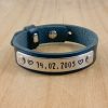 Leren armband met geboorte datum en hartje