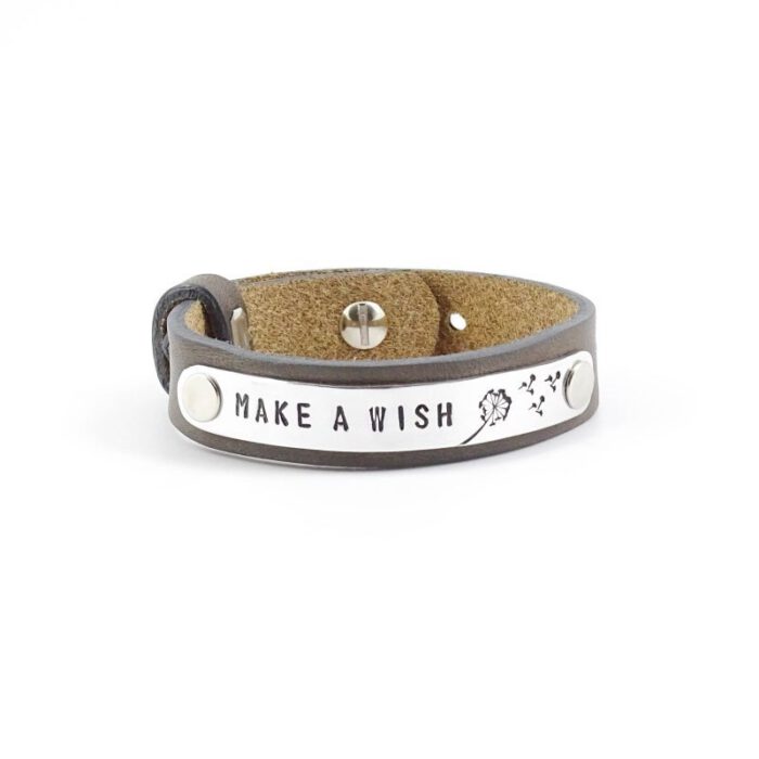 Leren armband met tekst plaatje (verschillende lettertypen & kleuren leer)-8516