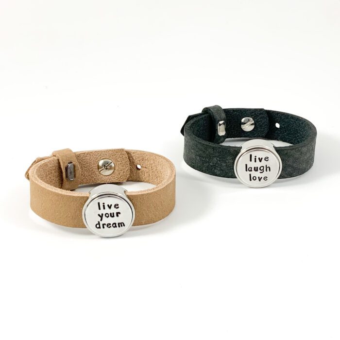 Leren armband met tekst live laugh love live your dream