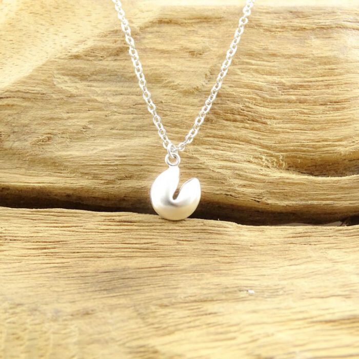 Ketting met gelukskoekje zilver
