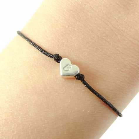 Armbandje ‘in my heart’ – zilver, goud, roségoud (20 kleuren koord)