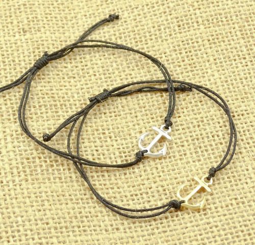 Armbandje met anker goud & zwart-8970