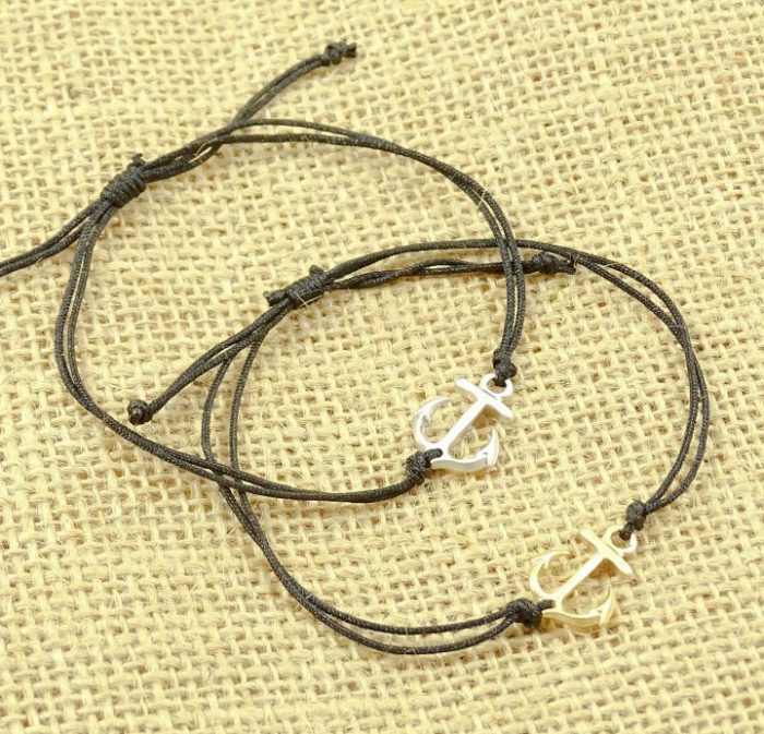 Armbandje met anker goud & zwart-8970