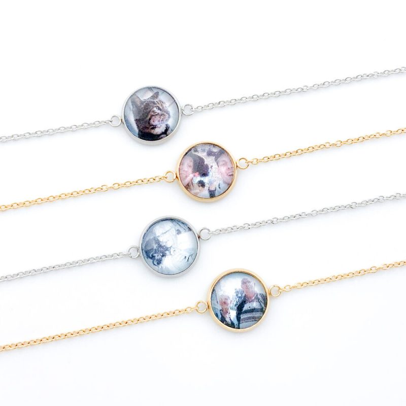 Armbandje met foto rond zilver goud stainless steel staal rvs