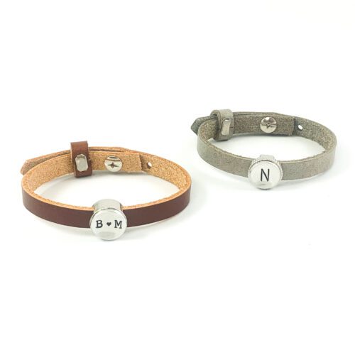 Leren armband met letter of symbool armbanden van leer met initialen letter symbool infinity hartje mix and match