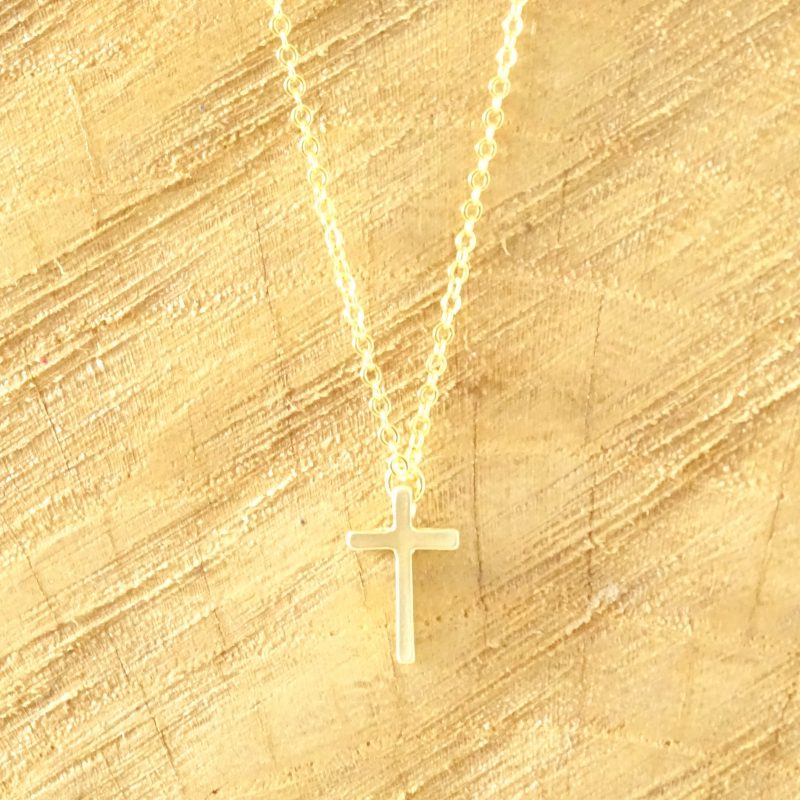 Rond en rond oor Reclame Ketting met kruisje goud - cross necklace gold plated