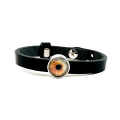 Leren armband met iris foto - Armband met foto oog leer zwart