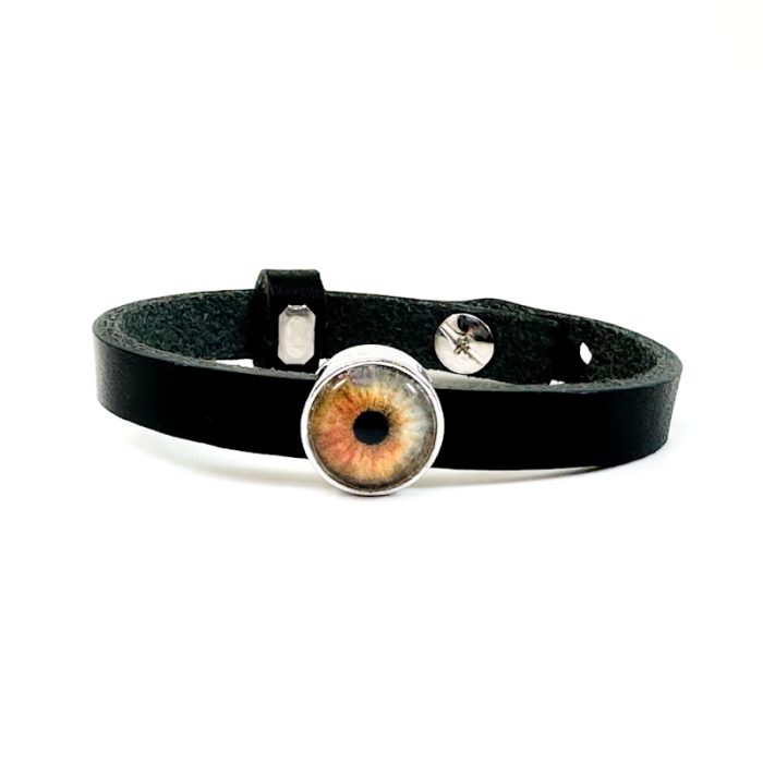 Leren armband met iris foto - Armband met foto oog leer zwart