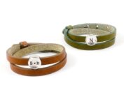 Leren wikkel armband met letter of symbool slider