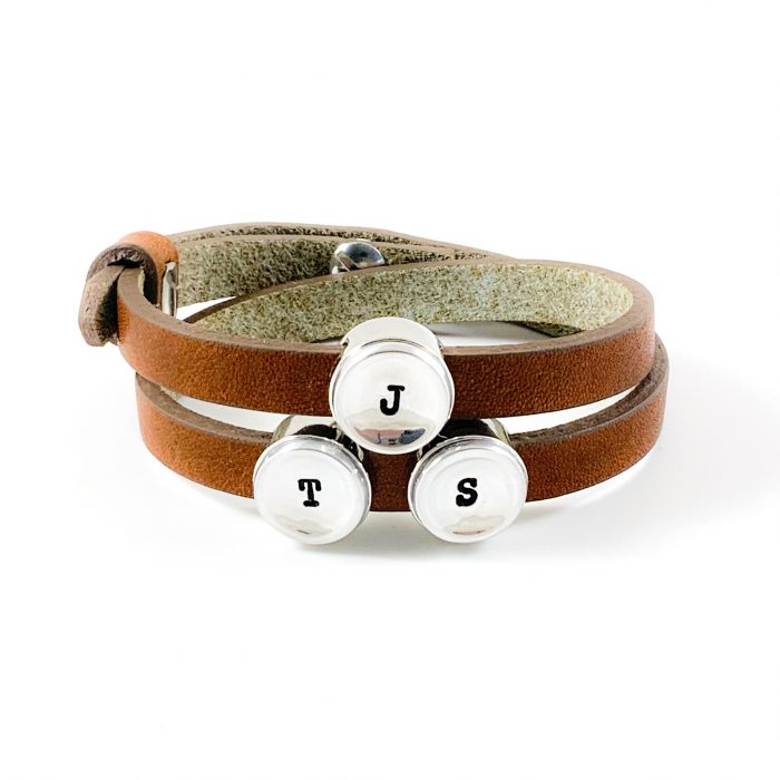 Gepersonaliseerde deren wikkel armband met letters initialen