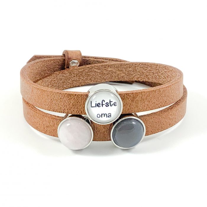 Wikkel armband leer liefste juf