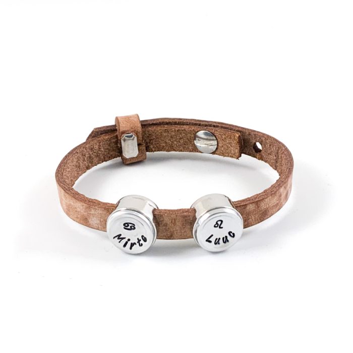 Leren armband met naam en sterrenbeeld