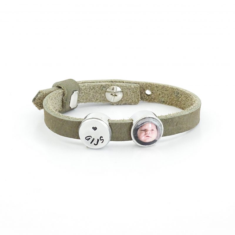 Bekwaam ritme ontgrendelen Leren armband met naam slider - armband van leer met naam schuiver