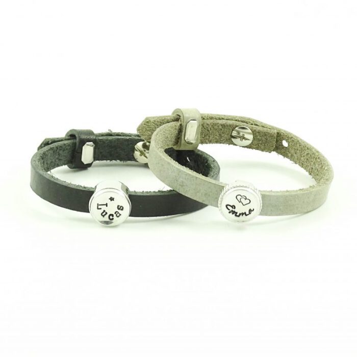 Leren armband met naam slider