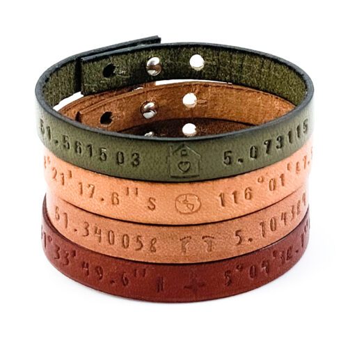 Coordinaten armband leer (9 kleuren leer)-0