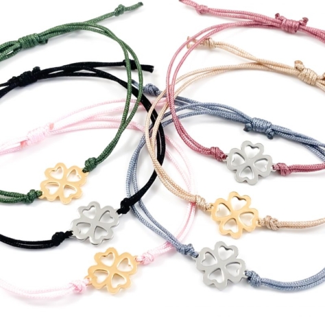 Armbandje klavertje vier (20 kleuren koord)