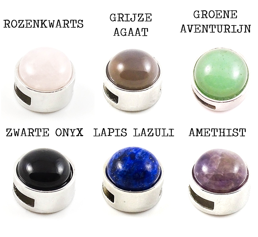 Leren Armband Met Edelsteen Slider Verschillende Kleuren Leer En Stenen