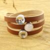 Leren armband of wikkel armband met edelsteen slider -9490