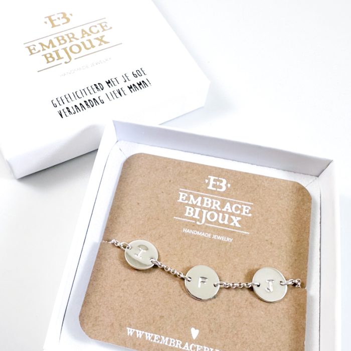 zilveren armbandje met letters - initialen armband 925 zilver