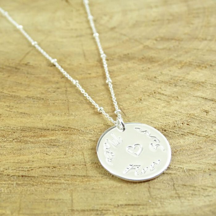 Ketting met namen 925 zilver - gepersonaliseerde zilveren naam kettinkje - namen en symbool