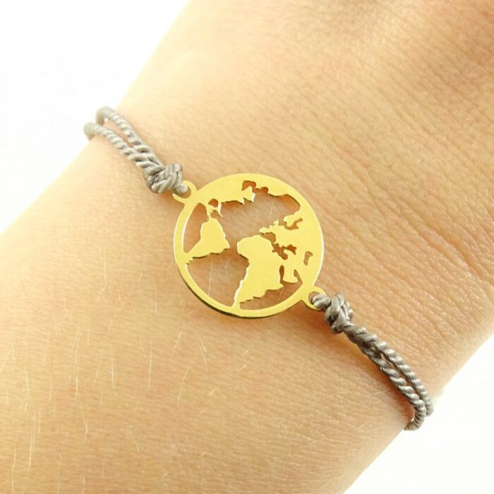 Armbandje met wereldkaart goud