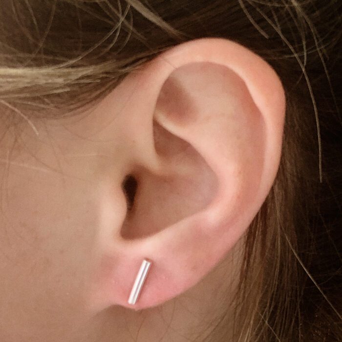 Zilveren minimalistische oorbellen 'minimal bar' - 925 zilver
