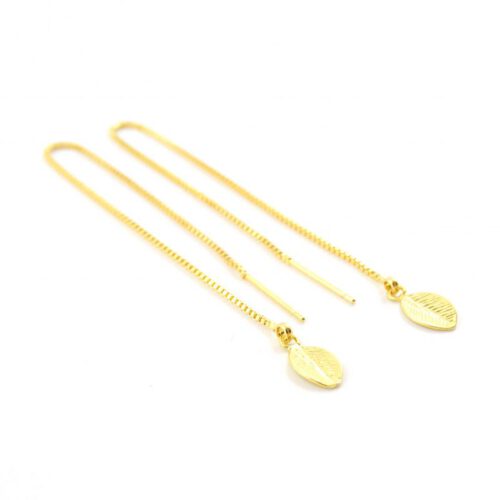 Gold chain leaf oorbellen