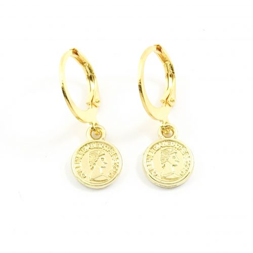 Oorbellen met muntje goud