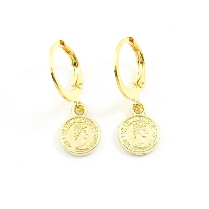 Oorbellen met muntje goud