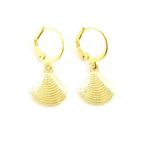 Schelp oorbellen goud