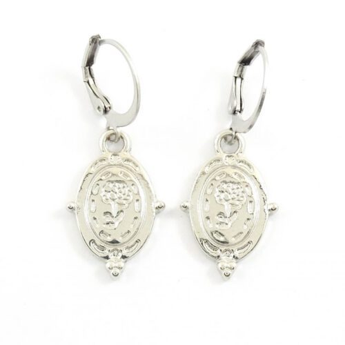 Vintage rose oorbellen zilver