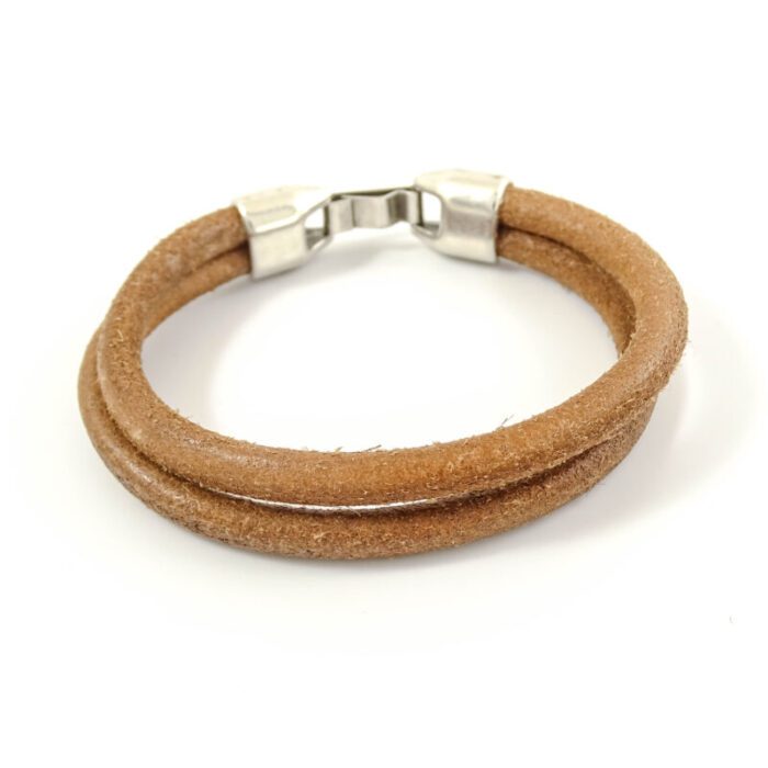 Armband bruin rond leer