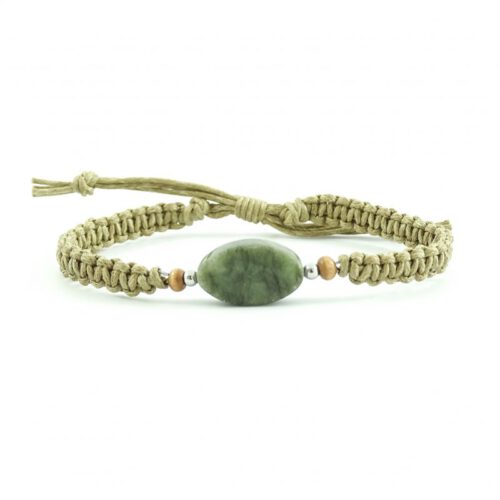 Geknoopt armbandje beige en groen