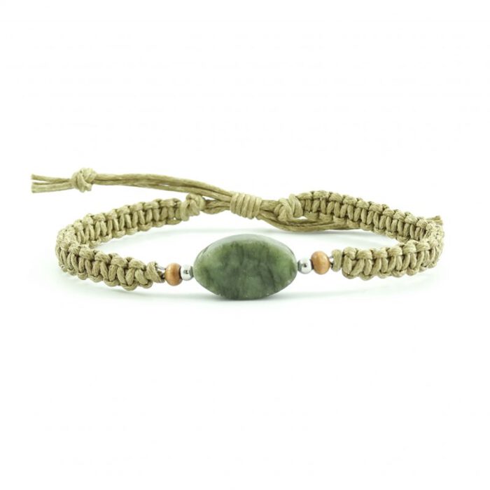 Geknoopt armbandje beige en groen