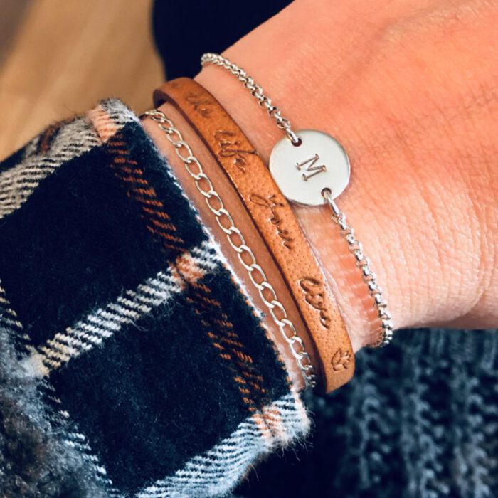 leren armbandje met tekst smal