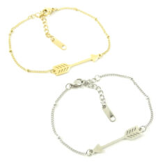 Armbandje met pijltje subtiel zilver goud stainless steel staal rvs arrow pijl armband