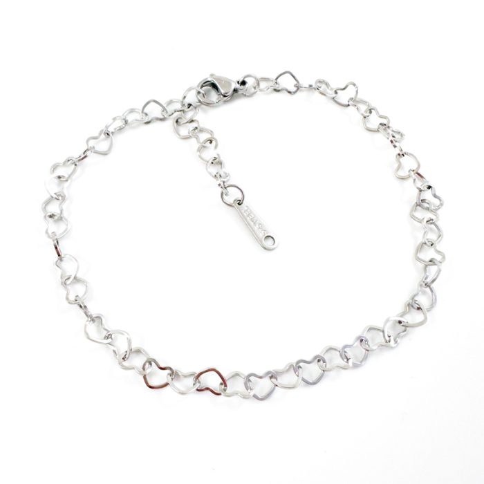 Armbandje met hartjes zilver stainless steel - armbandjes combineren