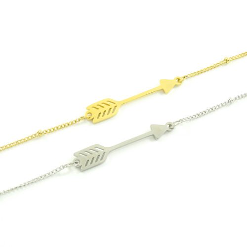 Armbandje met pijltje subtiel zilver goud stainless steel staal rvs arrow pijl armband